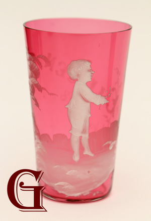 cranberry glass Mary Gregory juice glass